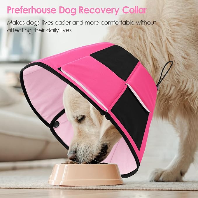 Small Dog Cone Collar, Adjustable Soft Dog Cone for Small Dogs to Stop Licking, Breathable Pet Recovery Cone for Small Male Female Dogs, Pink S