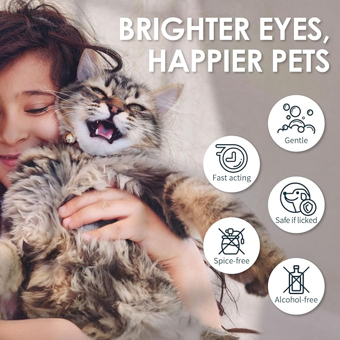 Mooncat Pet Eye Wipes for Dogs & Cats - Gentle Finger Cot Design for Easy Cleaning Tear Stains & Goop Cleaning - 40counts