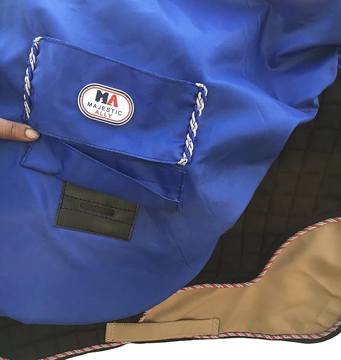 Majestic Ally Nylon Waterproof Fleece Lined Ride On English Saddle Cover-Multiple Color (Royal Blue)