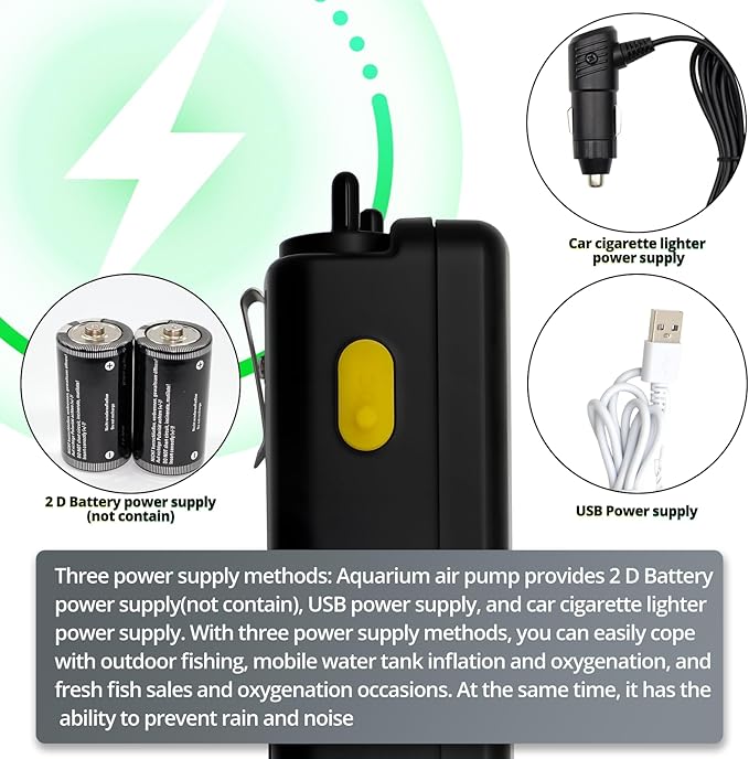 Small Aerator for Fish 19GPH-35GPH, Minnow Bucket USB Aerator, Bait Bucket Adjustable Aerator Pump, Quiet Voice, with Car Cigarette Lighter, Suitable for Fishing Enthusiasts