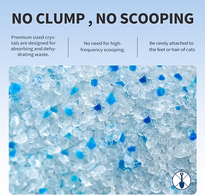 Cat Litter Crystals No Clumping Odor Control Kitty Litter Non-Clumping No scooping Low Dust, Low Tracking, Dehydrates Waste - 17.2 lbs (4 x 4.3 lb Packs)