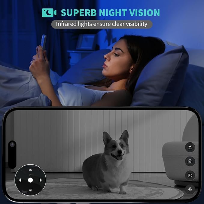Alaga 3K Pet Camera, Dog Monitor with Phone App, 360° Pan/Tilt, Night Vision, Speaker, WiFi Cameras for Dog/Cat, Compatible with Alexa & Google Assistant, Black, Includes 1-Year Pet Time Album