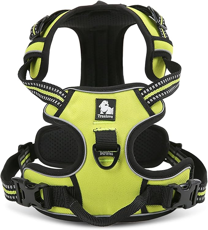 TRUE LOVE Truelove Adjustable No-Pull Dog Harness Reflective Pup Vest Harnesses Comfortable Control Brilliant Colors TLH5651(Neon Yellow,XL)