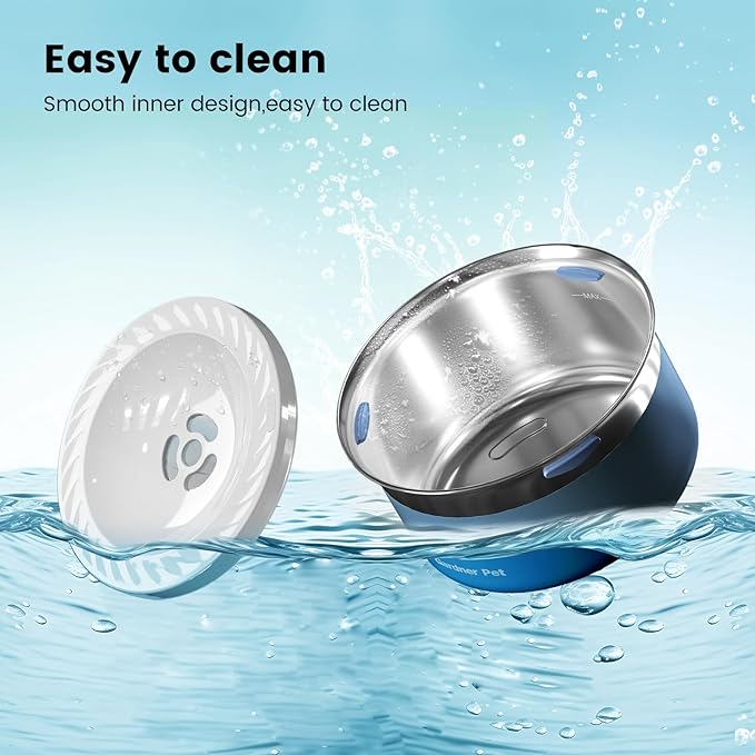 Gardner Pet Dog Bowls 1 Gallon (3.85L) Stainless Steel No Spill Dog Water Bowl, Slow Water Feeder Metal Bowls, Spill Proof Water Dispenser for Large Dogs, Promotes Healthy Hydration