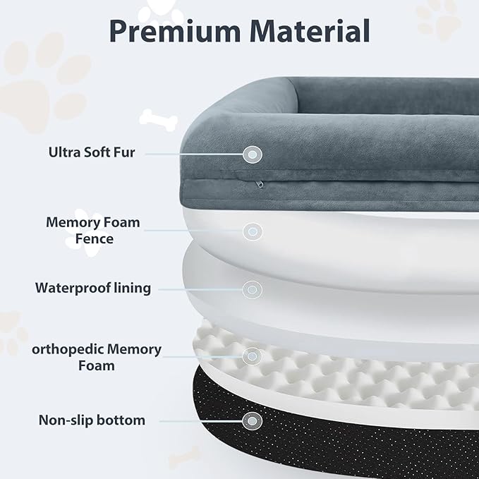 WNPETHOME Human Dog Bed for Adult, Washable Dog Couch with Removable Waterproof Cover, Orthopedic Large Pet Sofa Bed with Bolster Sides for Sleeping
