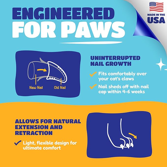 Soft Claws Cat Nail Caps for Medium Cats – (40 Caps, Black & Gold) - Made in USA - Veterinarian-Developed | Protects Furniture & Skin - Easy to Apply, Long-Lasting Anti-Scratch Soft Cat Claw Covers