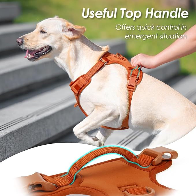 No Pull Dog Harness, Puppy Vest with Front Clip for Small Medium Large Sized Dog(Carmel Brown,L)