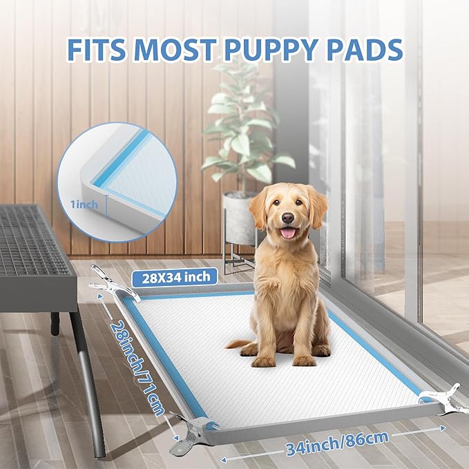 IMMCUTE Pee Pad Holder for Dogs, Thickened Soft Silicone Extra Large Puppy Pad Holder Fits Up to 28" x 34" Pee Pads, Non-Slip High Edge Pee Pad Holder, for Leak-Proof Urine, Floor Protection