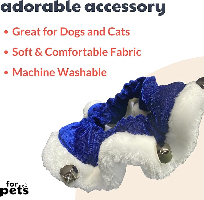 Huxley & Kent Ruff Pet Scrunchy | Hanukkah (Medium) | Festive Christmas/Holiday Neckwear for Dogs/Cats | Fun Stretchable Costume Accessory | Soft Collar with Bells