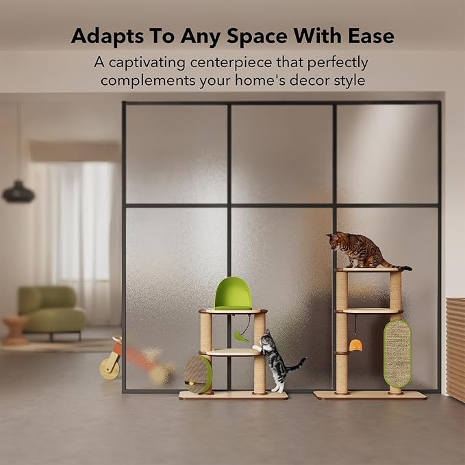PETLIBRO Infinity Cat Tree Tower for Indoor Cats, Modular Design with Cat Bed, Toy, Felt Pads, Sisal Scratching Posts, 2-Second Setup, Sturdy Multi-Level Activity Center Cat Condo for Any Room