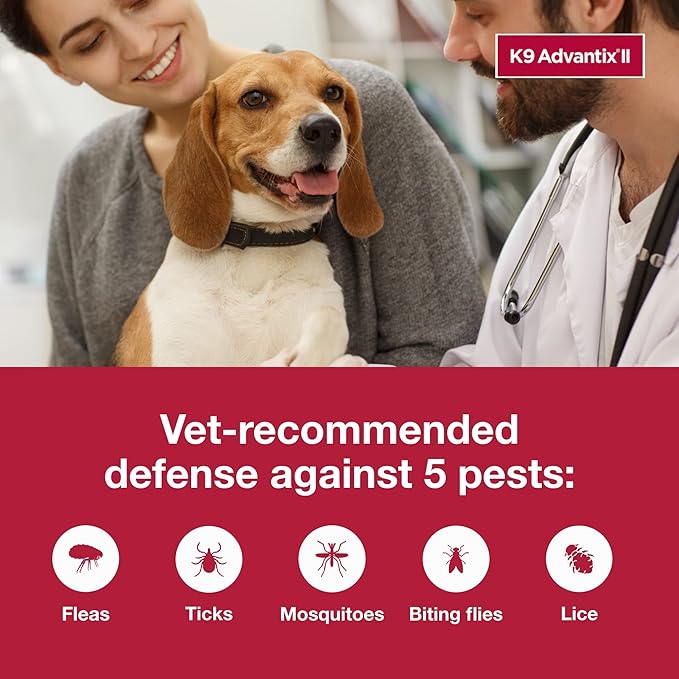 K9 Advantix II Medium Dog Vet-Recommended Flea, Tick & Mosquito Treatment & Prevention | Dogs 11-20 lbs. | 4-Mo Supply (Pack of 2)