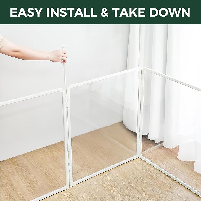 FXW Homeplus Unleashed Indoor Dog Playpen - Stress-Free and Safe Play, Heavy Duty 24 Inch 4 Acrylic Panels + 4 Wire Panels Dog Pen for Puppy and Small Dogs, White│Patented