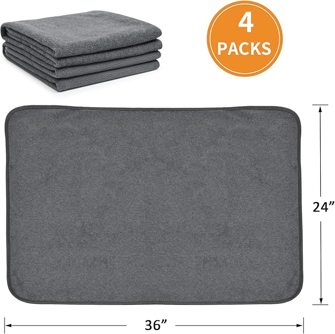 Washable Pee Pads for Dogs, 24x36 4 Pack Reusable Whelping Pads, Absorb Dog Mats Non-Slip Puppy Training Pads for Whelping, Potty, Training, Playpen, Crate