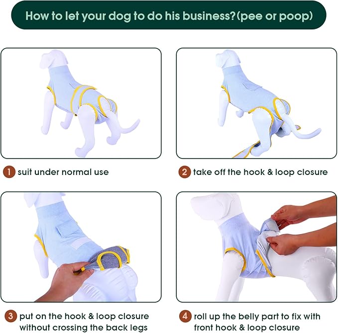 Kuoser Recovery Suit for Dogs Cats After Surgery, Professional Pet Recovery Shirt Dog Abdominal Wounds Bandages, Substitute E-Collar & Cone,Prevent Licking Dog Onesies Pet Surgery Recovery Suit