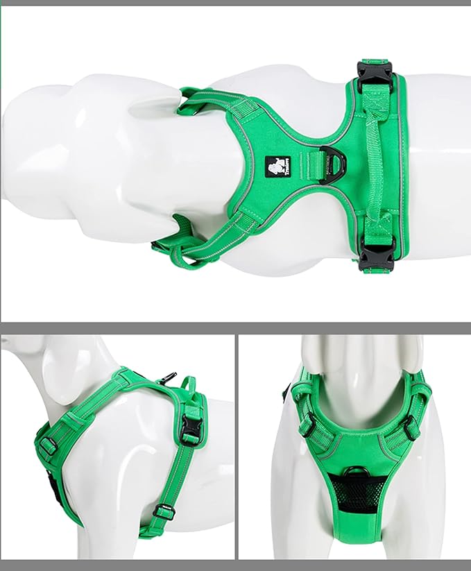 TRUE LOVE Adjustable No-Pull Dog Harness Reflective Pup Vest Harnesses Comfortable Control Brilliant Colors Truelove TLH5651(Grass Green,XL)