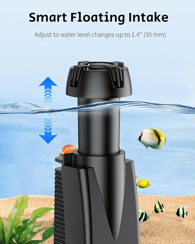 Pawfly 80 GPH 4 W Aquarium Surface Skimmer for Fish Tanks up to 92 Gallons, Aquarium Oil Film Processor, Fish Tank Filter with Bio Sponge & Suction Cups, Fish Tank Oil Skimmer, Oil Film Remover