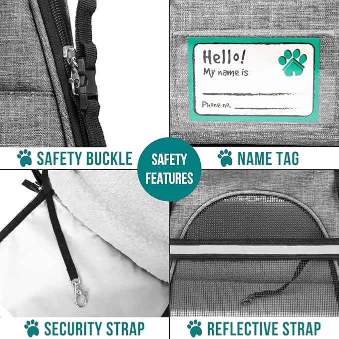 PetAmi Airline Approved Pet Carrier for Cat, Soft Sided Dog Carrier for Small Dog, Cat Travel Supplies Accessories Indoor Cat, Ventilated Pet Carrying Bag Medium Large Kitten Puppy, Small Heather Gray
