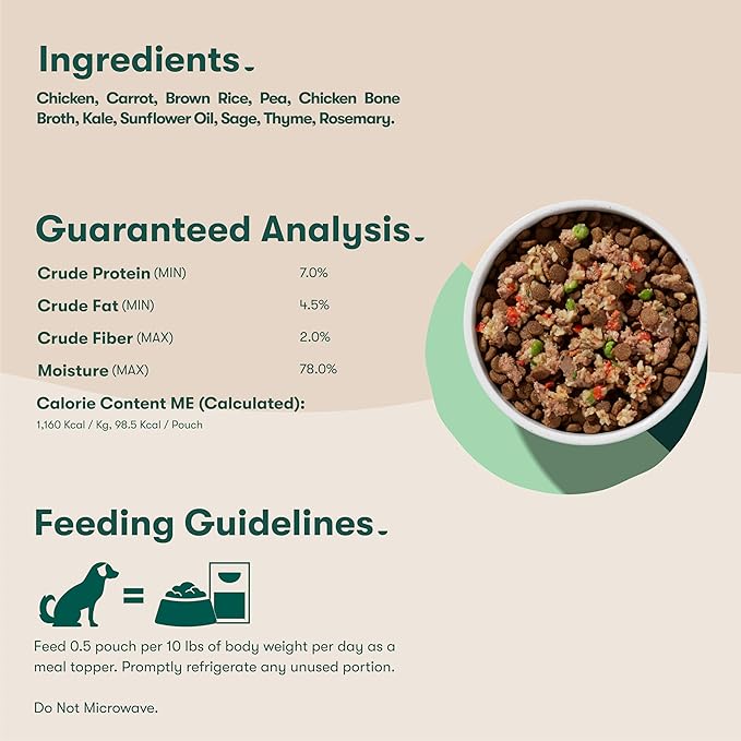 Jinx Chicken Dog Wet Food, Meal or Mix in Dog Toppers for Dry Food, Made with Real Chicken, Bone Broth & Brown Rice, No Fillers, Puppy, Adult, Senior, 3oz, 8 Pack