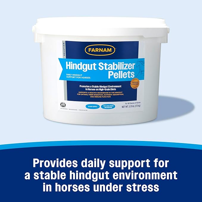 Farnam Hindgut Stabilizer Pellets, Daily Digestive & Immune Supplement for Horses Helps Maintain a Balanced Microbiome for Optimal Digestion