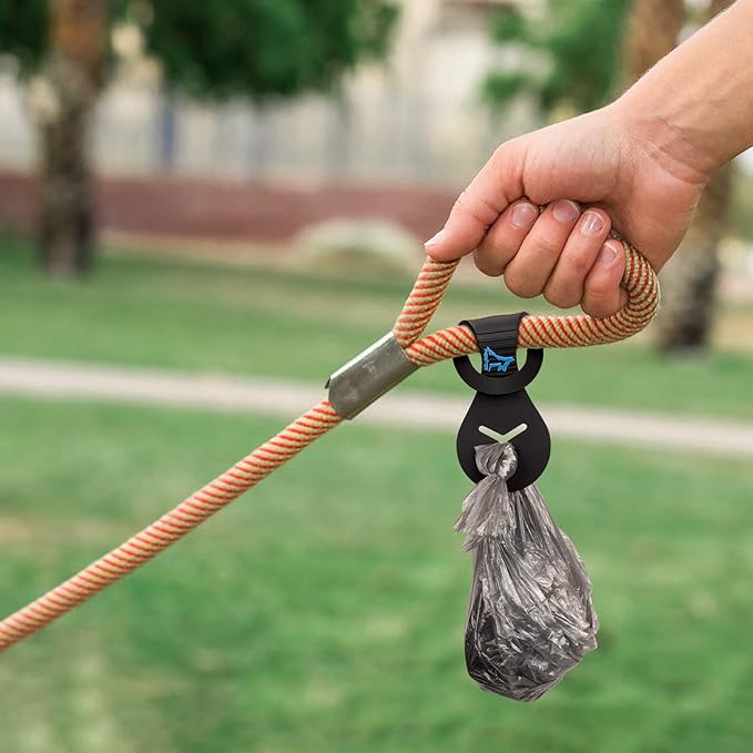 PuppyDoggy Dog Poop Bag Holder for Leash Waste Bag Carrier Dog Poop Bag Dispenser for Walking Running Bicycle Accessory 4 Pieces (Black + Light Green)
