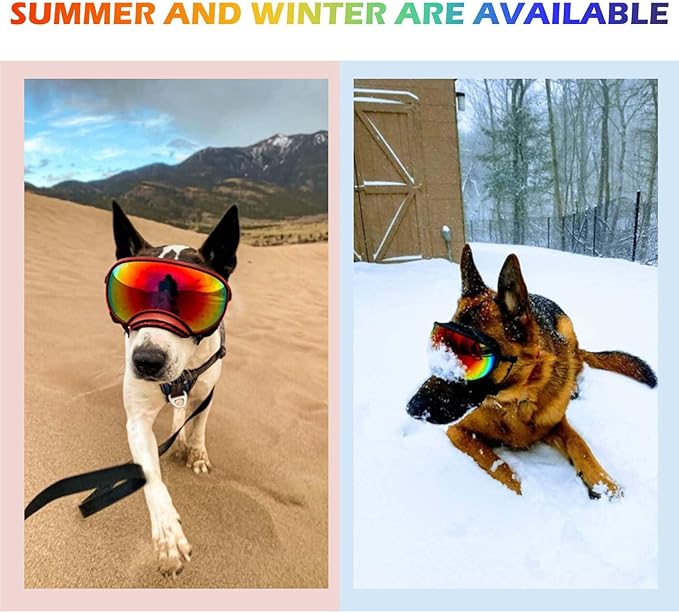 Medium Dog Sunglasses with Adjustable Strap UV Protection, Winproof Dog Puppy Sunglasses, Suitable for Medium Dog Pet Glasses, Dogs Eyes Protection,Soft Dog Goggles