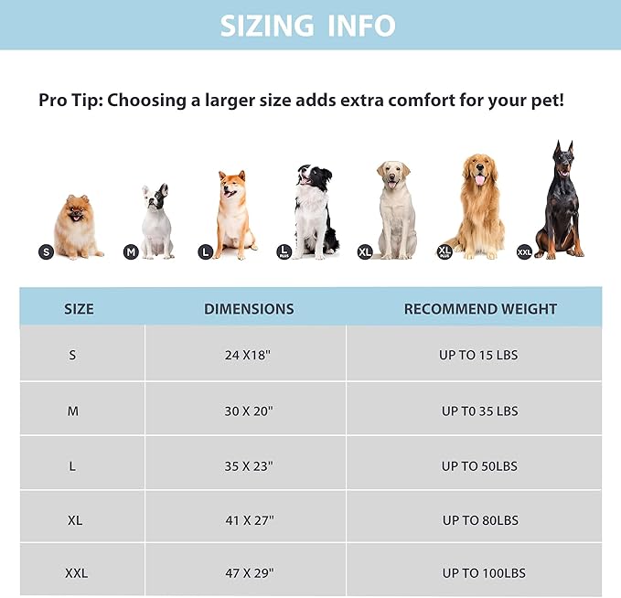 Dog Cooling Mat for Large Dogs - 41x27 Orthopedic Memory Foam Pet Pad for Summer, QMAX>0.5, Washable Premium Comfort Crate Pad for Your Furry Companion, Blue