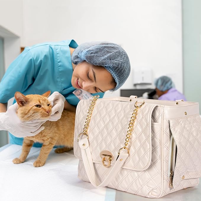 Fashion Pet Carrier Dogs Cat Small Animals Purse Bag, Leather Pet Carriers Dog Puppy Kitten Tote Travel Handbag TSA Airline-Approved