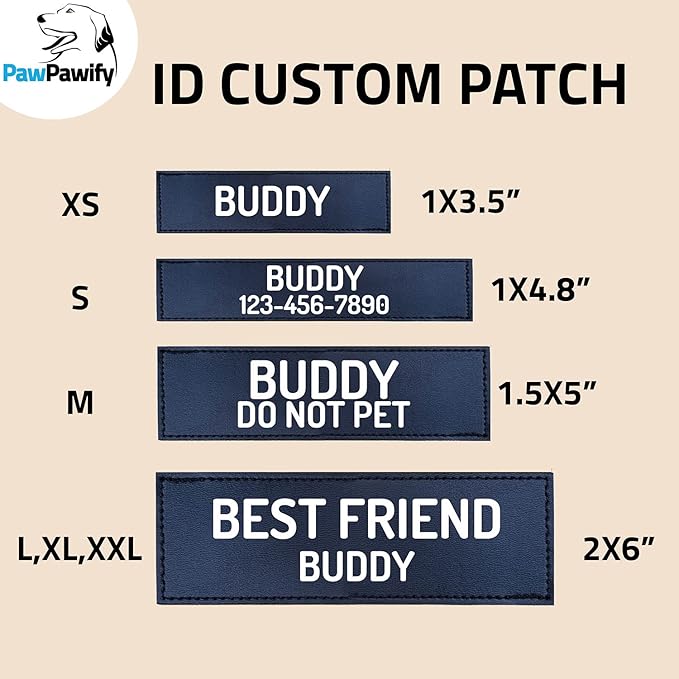 PawPawify Custom No Pull Dog Harness with Name and Phone Number, Heavy Duty Personalized Pet Vest to Prevent Tugging, Pulling, or Choking, Training and Walking (Blue, XL (60-85 LBS))