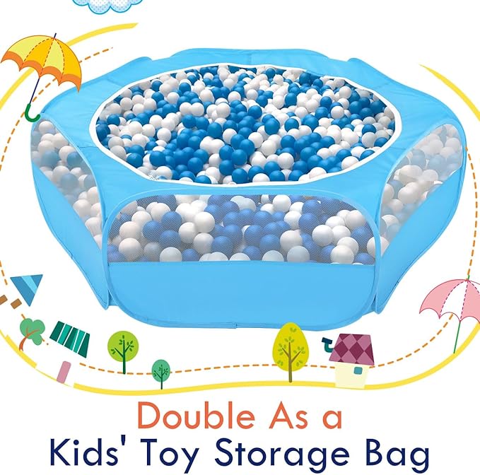Pawaboo Small Animals Playpen, Waterproof Small Pet Cage Tent with Zippered Cover, Portable Outdoor Yard Fence with 3 Metal Rod for Chick/Kitten/Puppy/Guinea Pig/Rabbits/Hamster/Chinchillas,Light Blue