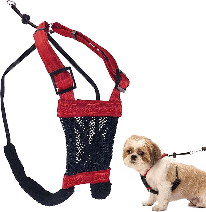 Sporn No Pull Dog Harness for Small-Sized Dogs - Red Mesh, Heavy Duty Nylon, Breathable, Lightweight, Adjustable, Padded, Soft & Easy, Anti-Pull & Anti-Rub Body Halter, Small Dog Harness for Puppies