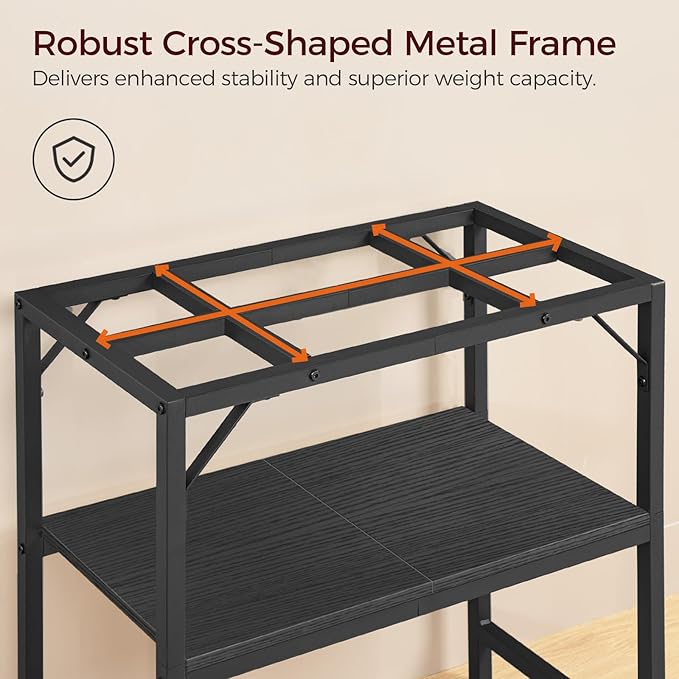 40-50 Gallon Fish Tank Stand, Aquarium Stand with 2-Tier Storage Shelves, Heavy Duty Breeder Turtle Terrarium Stand Rack for Home Office, 36.2" L x 18.9" W x 24.4" H, Black FTBK4001