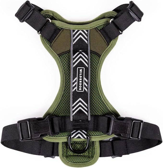 Wilderdog Lightweight Dog Harness with Reflective Straps - Medium - Olive