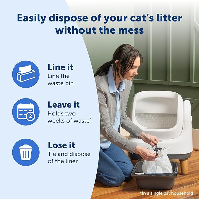 PetSafe Waste Bin Liners – Drawstring Liners for ScoopFree OpenSky Cat Litter Box – Easy Cleanup, 15 Count