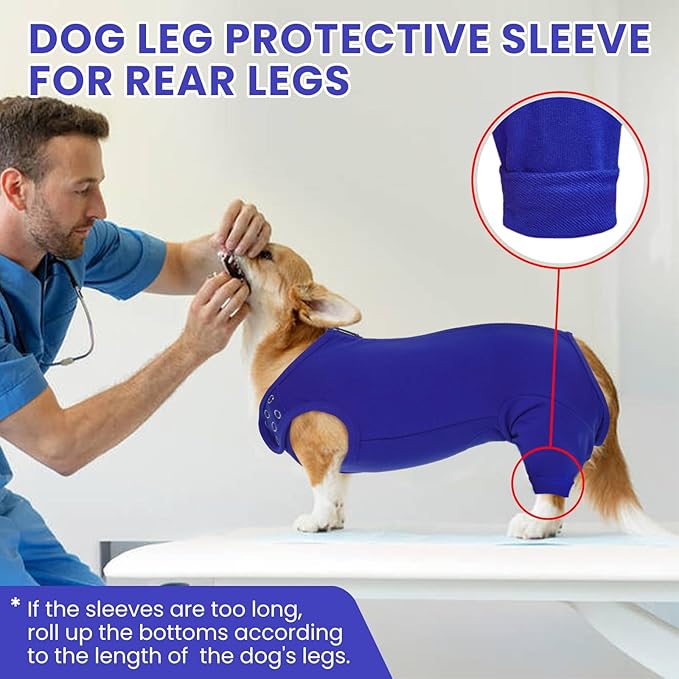 Nanaki Dog Wound Care Shirt, Leg Sleeves to Stop Licking Rear Leg and Abdomen, Surgery Suit for Female Spay, Onesie for Surgery Female, Surgical Recovery Suit Wound Heal Clothes