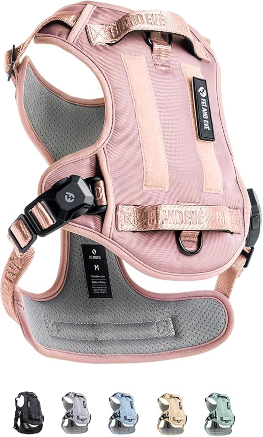 2025 New Edition, Fei & Eve MagEase Dog Harness - 3-Second Magnetic Buckles | 3-Point No-Pull Control | Heavy-Duty 900D Nylon | Dual Safety Handles | Breathable Mesh | Adjustable Fit | X-Large, Pink