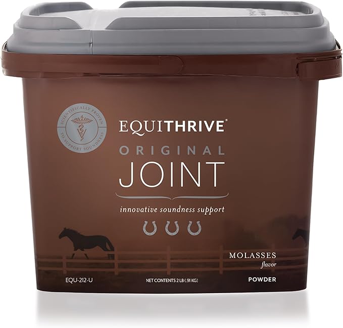 Equithrive Original Joint Supplement Powder with Resveratrol and Hyaluronic Acid for Horses, Equine Care, Molasses Flavor, 2 lbs