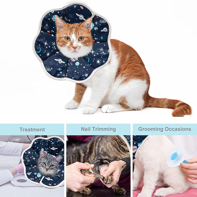 Depets Cat Cone Collar Soft, Adjustable Lightweight Cat Recovery E Collar to Stop Licking for Kitten Puppies Rabbits, Waterproof Pet Cone for Small Animal After Surgery Grooming, Neck Girth 7 in