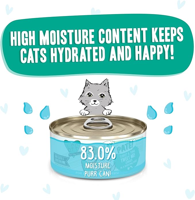 Weruva B.F.F. Play - Best Feline Friend Paté Lovers, Aw Yeah!, Turkey & Tuna Tweet Me! with Turkey & Tuna, 5.5oz Can (Pack of 8)