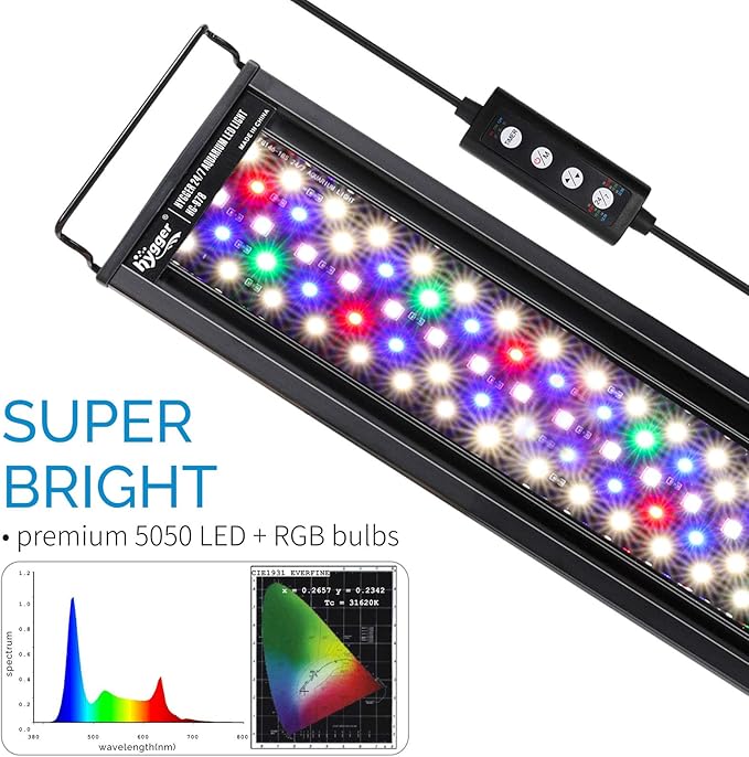 hygger Advanced LED Aquarium Light with Timer, 24/7 Lighting Cycle & DIY Mode, Full Spectrum Fish Tank Light for 48-54 in Freshwater Planted Tank