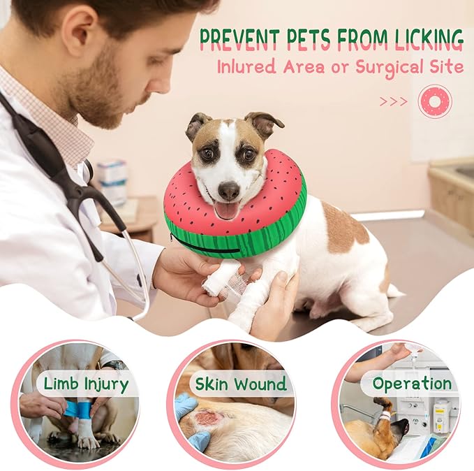 Supet Inflatable Dog Cone Collar Alternative After Surgery, Doggie Neck Donut Collar Recovery ECollar for Post Surgery, Soft Dog Cone for Small Medium Puppies Cats