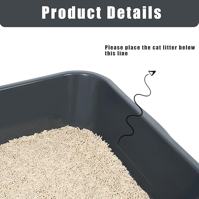 1 Pack of Extra Large Cat Litter Box (ABS Material), Low Entry Senior Litter Pen for Geriatric Kitty Big Cats, Jumbo Pet Safe Litter Boxes Tray for Indoor Pets Potty (Dark Blue, 24"L x 20"W)