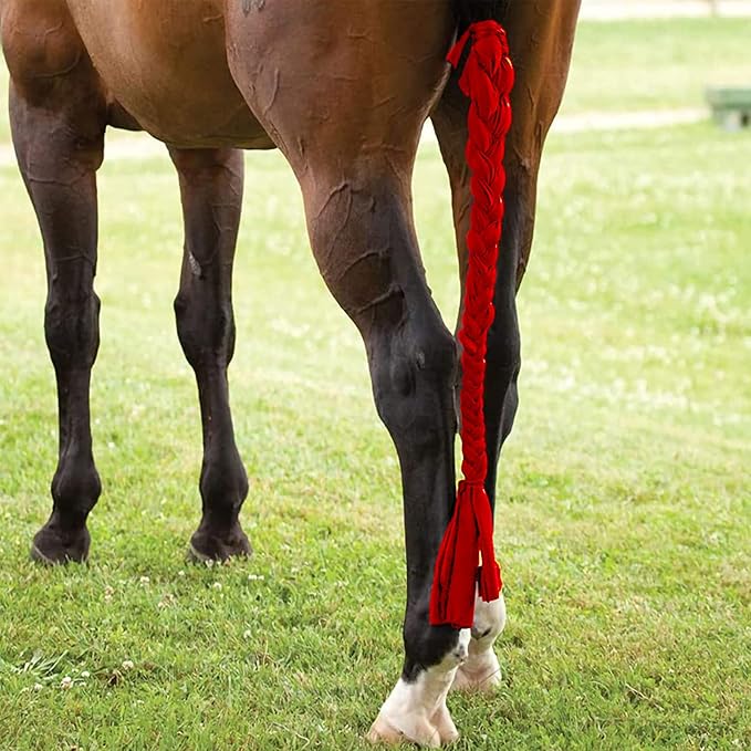 Horse Ponytail, 3 Tube Horse Tail Bag Solids for Horses (Red)