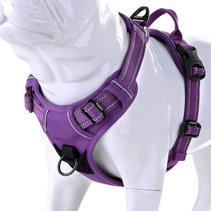 Truelove No Pull Dog Harness with Easy Control Handle and 2 Leash Attachments,Reflective Adjustable Pet Vest
