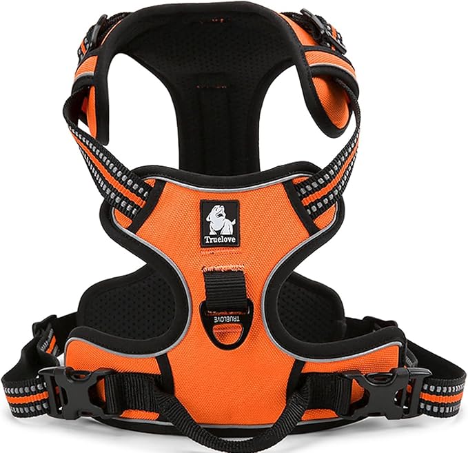 TRUE LOVE Truelove Adjustable No-Pull Dog Harness Reflective Pup Vest Harnesses Comfortable Control Brilliant Colors TLH5651(Orange,L)