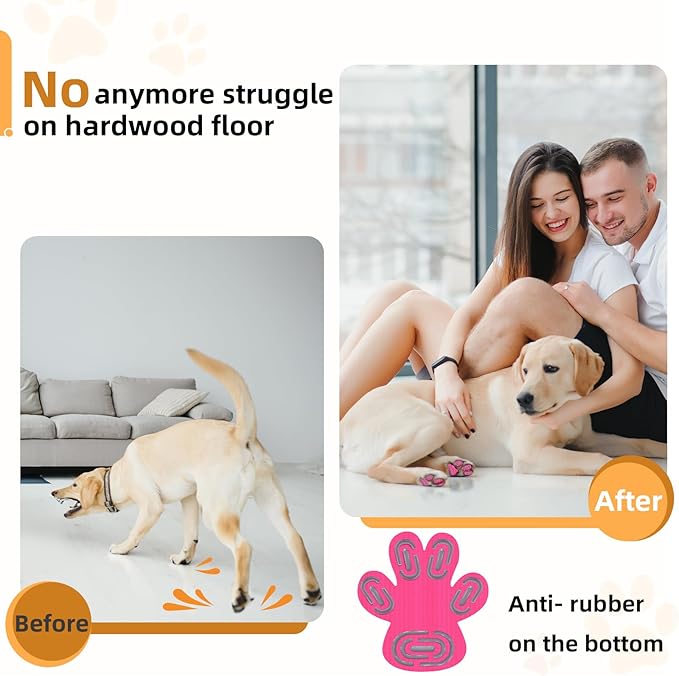 Non-Slip Dog Paw Protector Pads for Senior Dogs, Dog Paw Adhesive Pads on Hardwood Floor,Pets Essentials with Strong Traction,Pink,12 Sets 48 pc XXXL
