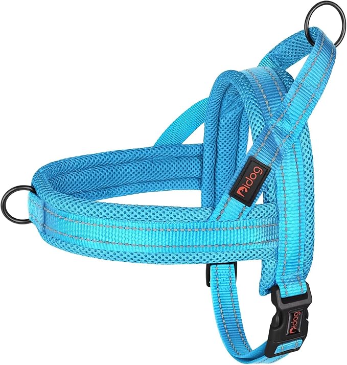Didog No Pull Dog Harness with Soft Mesh Padded,Reflective & Quick Fit Light Weight Dog Strap Vest Harness,Easy for Walking Training (L:Chest 26-32", Mesh-Blue)