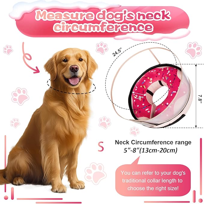 Inflatable Dog Cone Collar with Detachable Enhanced Anti-Licking Shield, Soft Neck Donut Collar for Dogs After Surgery, Adjustable Dog Cone Alternative for Large Medium Small Dogs & Cats