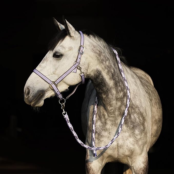 HORZE Adepto Adjustable Horse Halter | Soft, Durable Polyester - Languid Lavender Purple - Horse