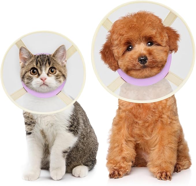 Soft Dog Cone Collar to Stop Licking-Adjustable Comfortable Mesh Recovery Collar After Surgery for Small Miniature Dogs, Alternative to Plastic Elizabethan Collars for Neuter Incision Care (Purple,M)