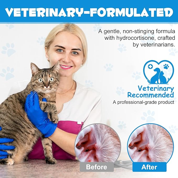 Dog Ear Infection Treatment, Cat & Dog Ear Cleaner for Itchy Relief, Antiseptic,Waxing,Cleansing, Ear Mite Treatment for Dog Cats, Yeast Ears Infection Treatment for Dogs, 2.02fl.oz